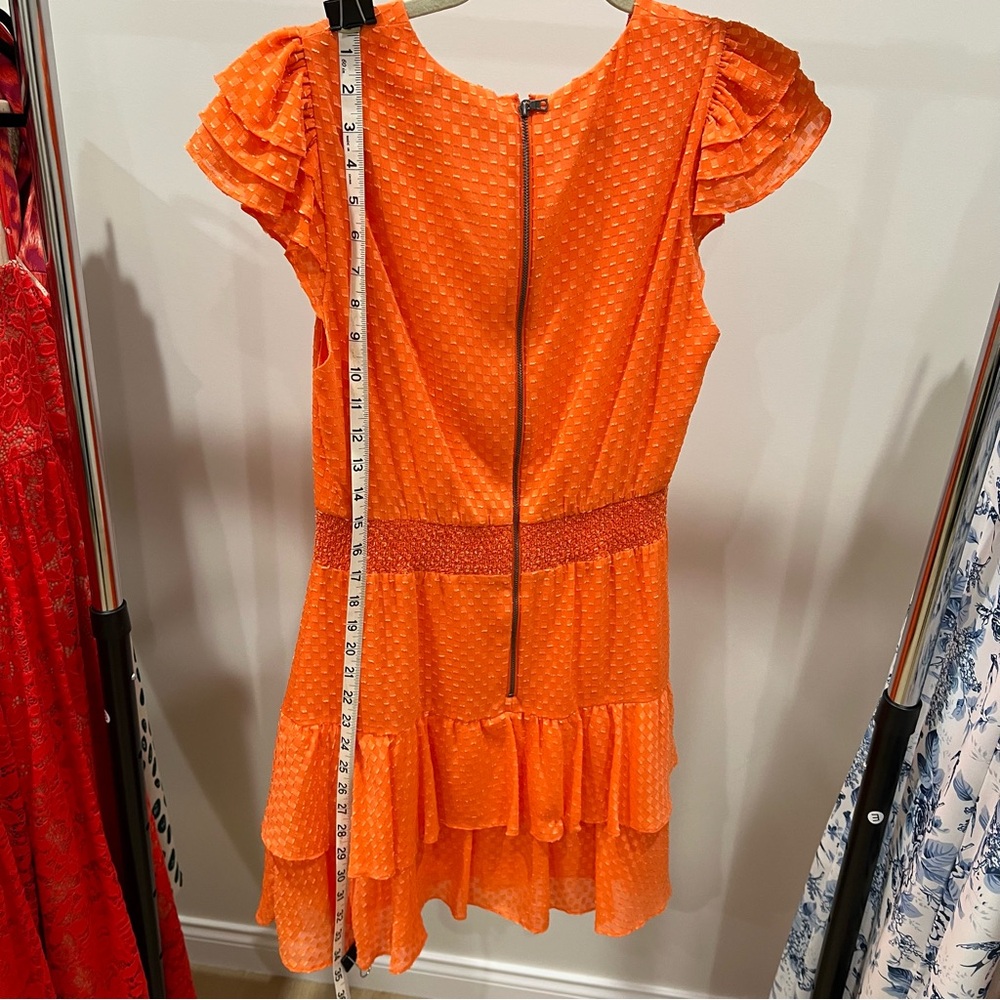 Alice + Olivia Vibrant Orange Textured Sleeveless Dress - Picture 4 of 6